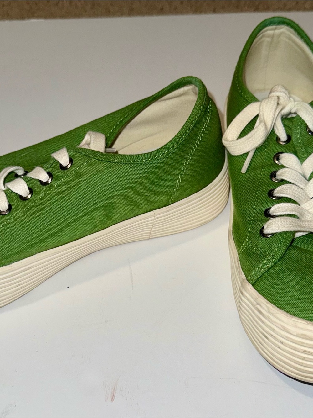 Casual Green Canvas Platform Sneakers